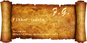 Fikker Gyula névjegykártya